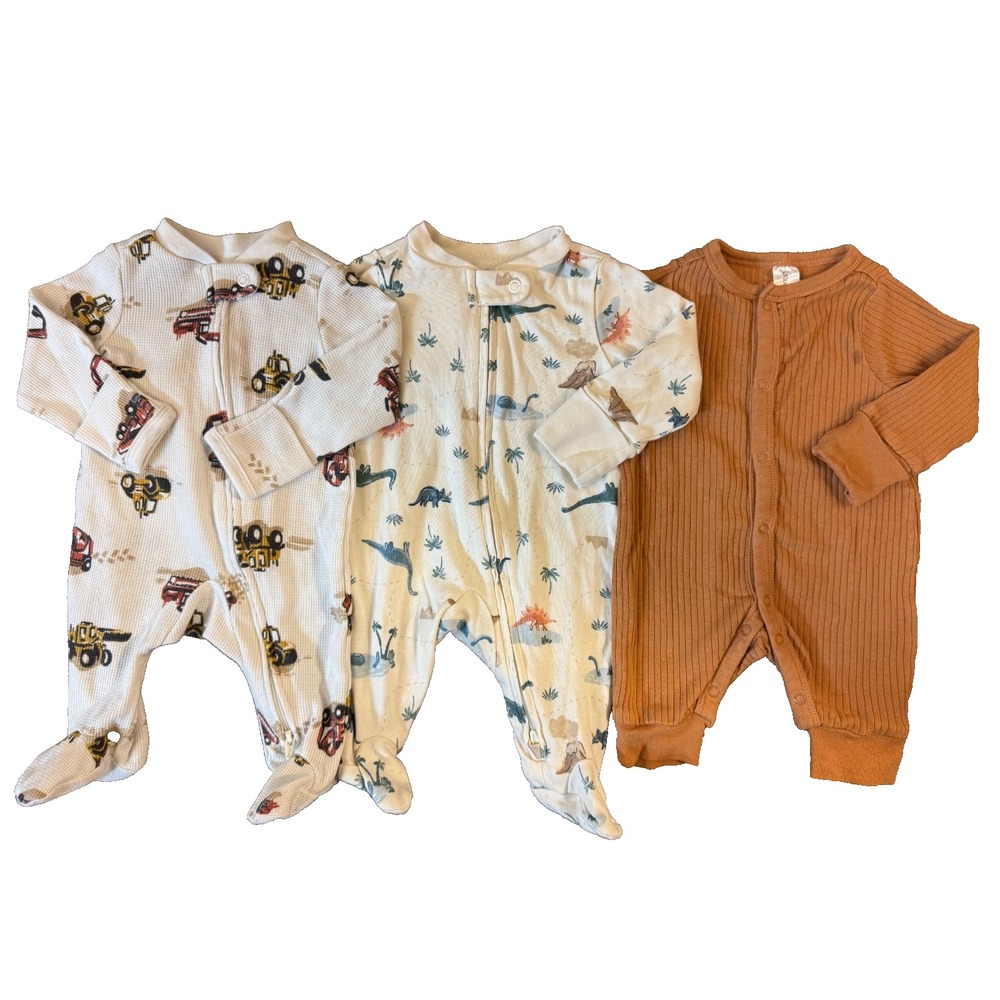 Baby Boy Sleepers Newborn Rompers Clothes Footies Lot Sleep N Plays Construction